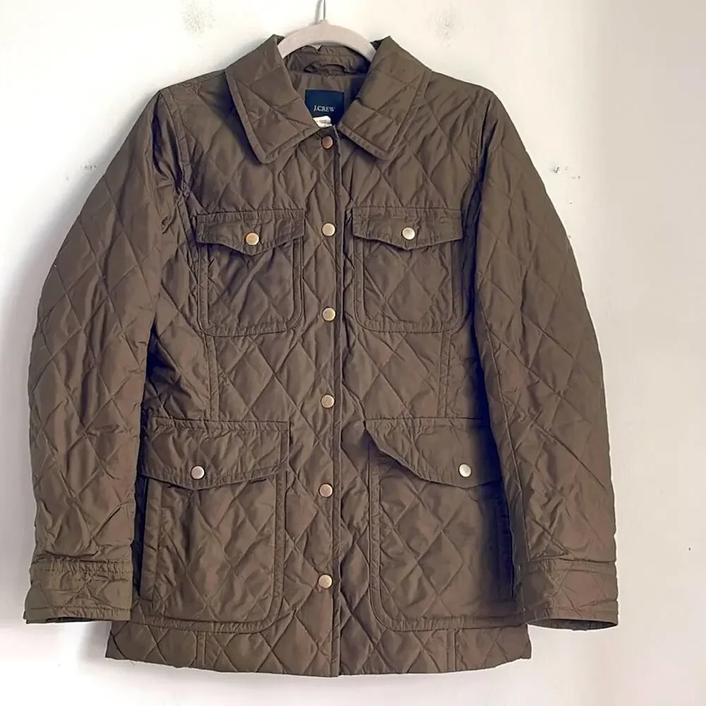 J. Crew quilted rain resistant goose down filled light puffer field jacket sz S